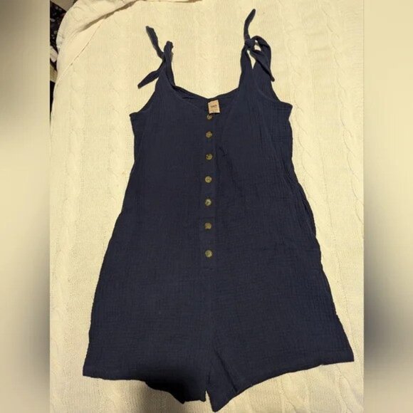 Smash & Tess Blue Gauze Romper ShoSrtalls Size XS Fraîche x Smash + Tess Collab - Picture 3 of 4